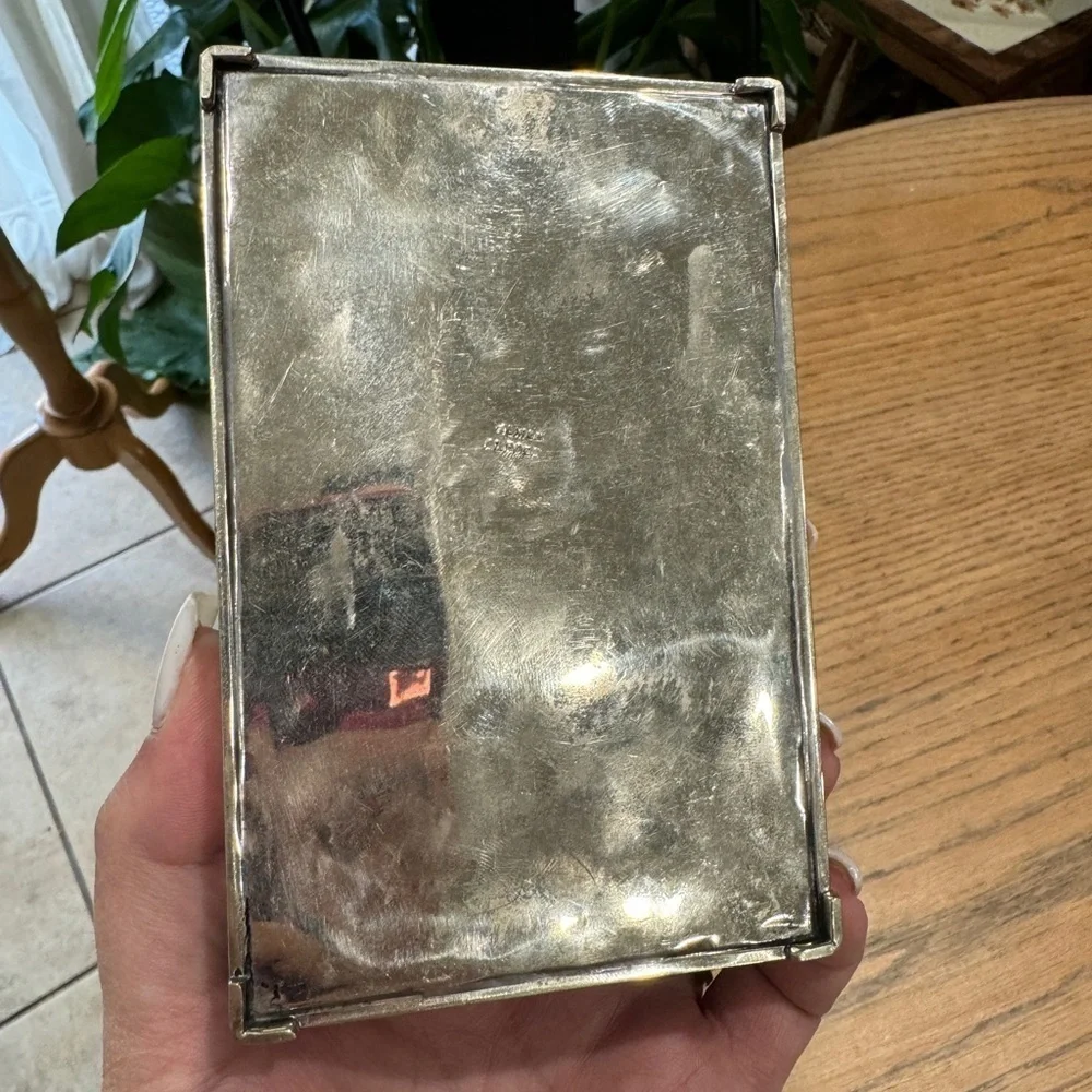 Vintage alpaca‎ Mexico Mexican Abalone shell jewelry box trinket box